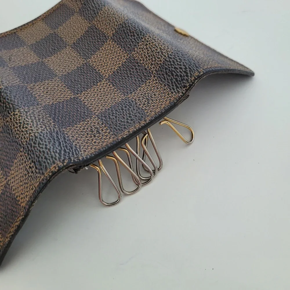 Louis Vuitton Damier Ebene 6 Key Holder Wallet Brown Canvas Made in France